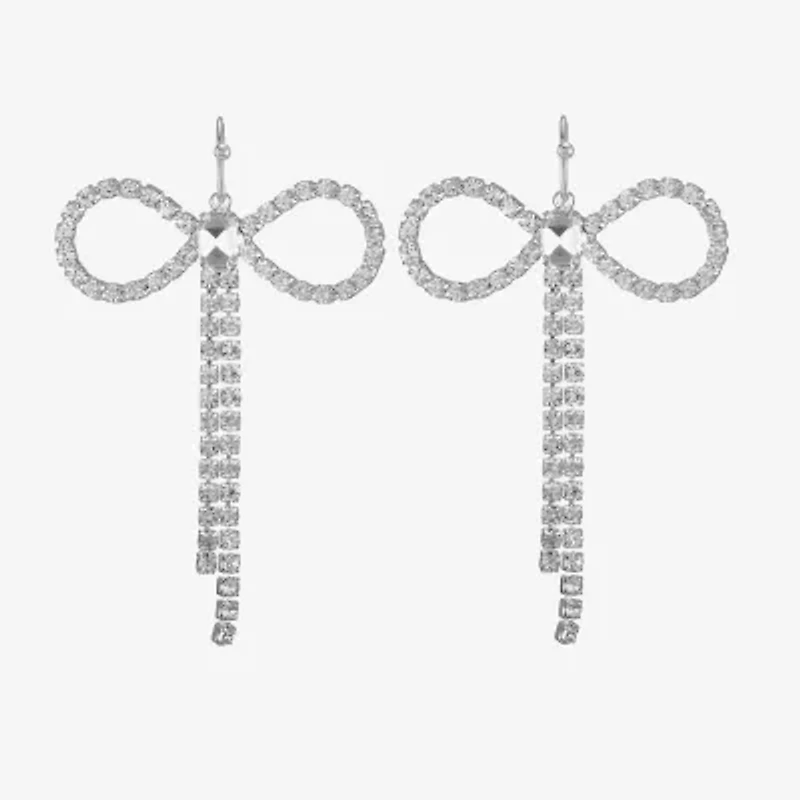 Bijoux Bar Silver Tone Womens Glass Bow Drop Earrings
