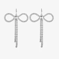 Bijoux Bar Silver Tone Womens Glass Bow Drop Earrings
