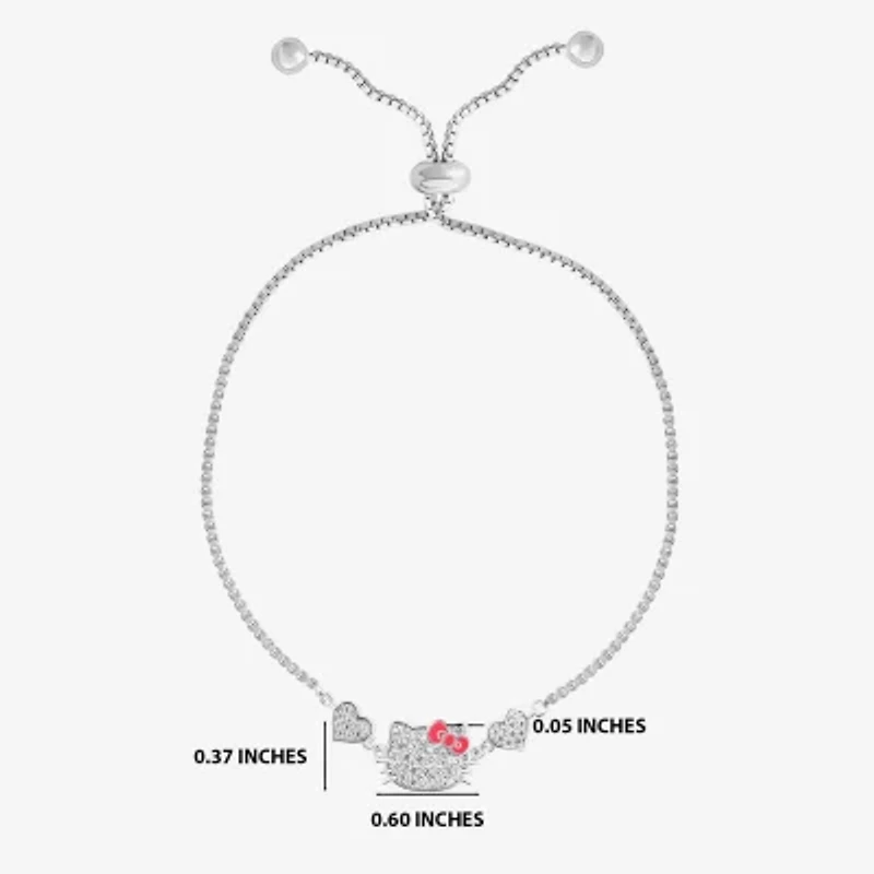 Womens Crystal Bow Heart Hello Kitty Bolo Bracelet