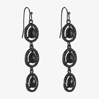 Mixit Womens Black Drop Earrings