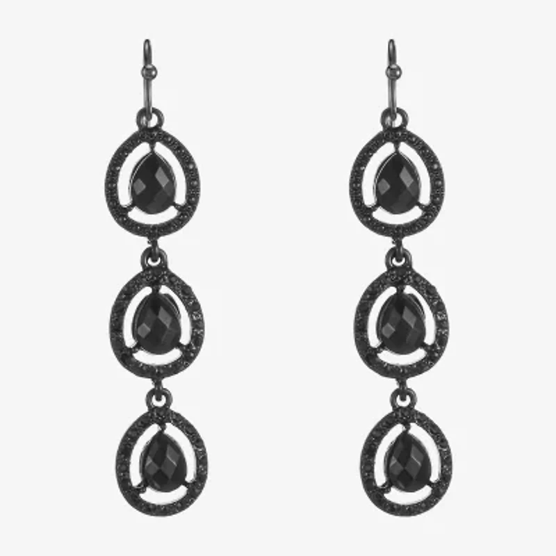 Mixit Womens Black Drop Earrings