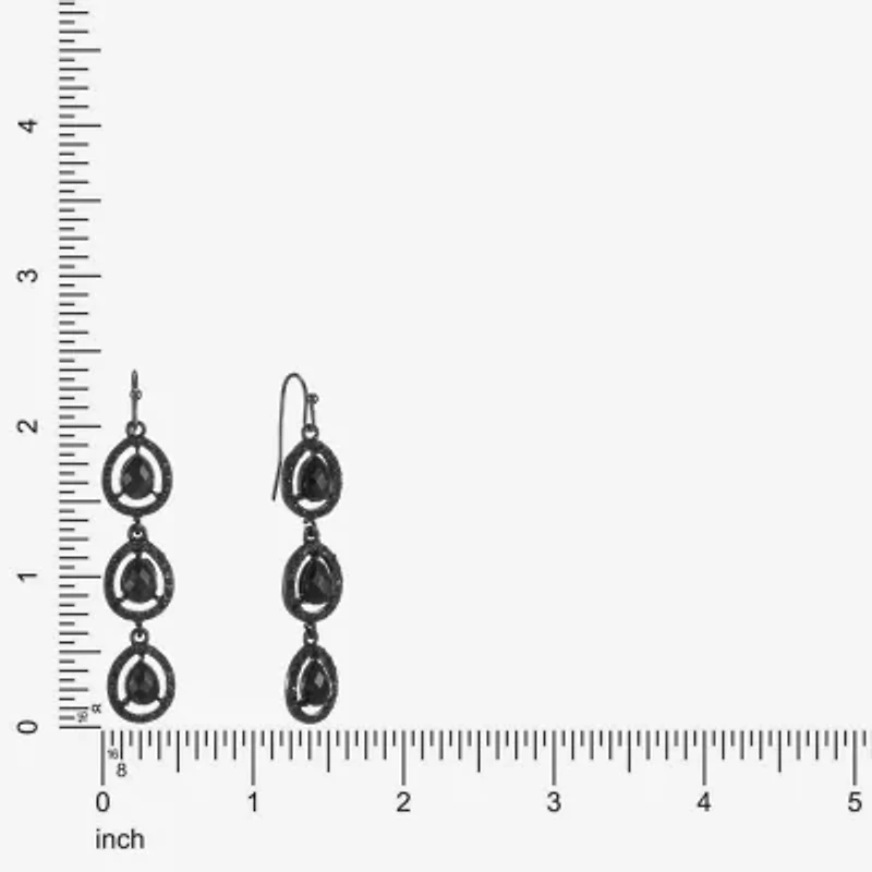 Mixit Womens Black Drop Earrings