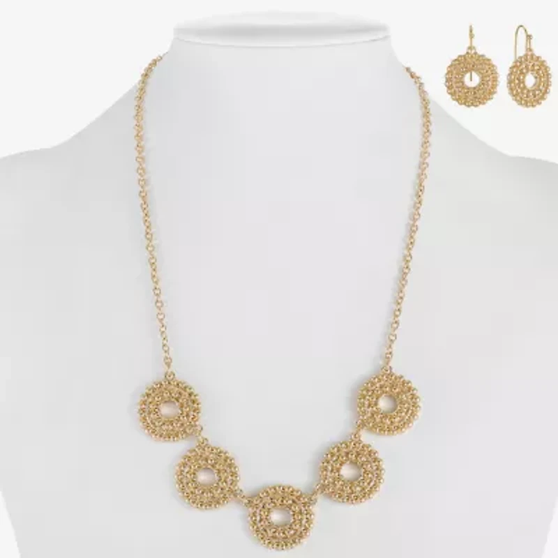 Liz Claiborne Collar Necklace And Drop Earring Womens Round 2-pc. Jewelry Set