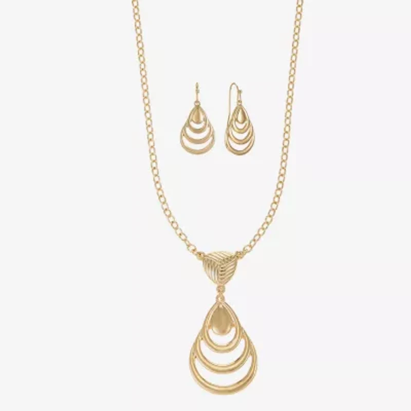 Liz Claiborne Pendant Necklace And Drop Earring Womens 2-pc. Jewelry Set