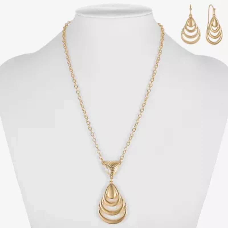 Liz Claiborne Pendant Necklace And Drop Earring Womens 2-pc. Jewelry Set