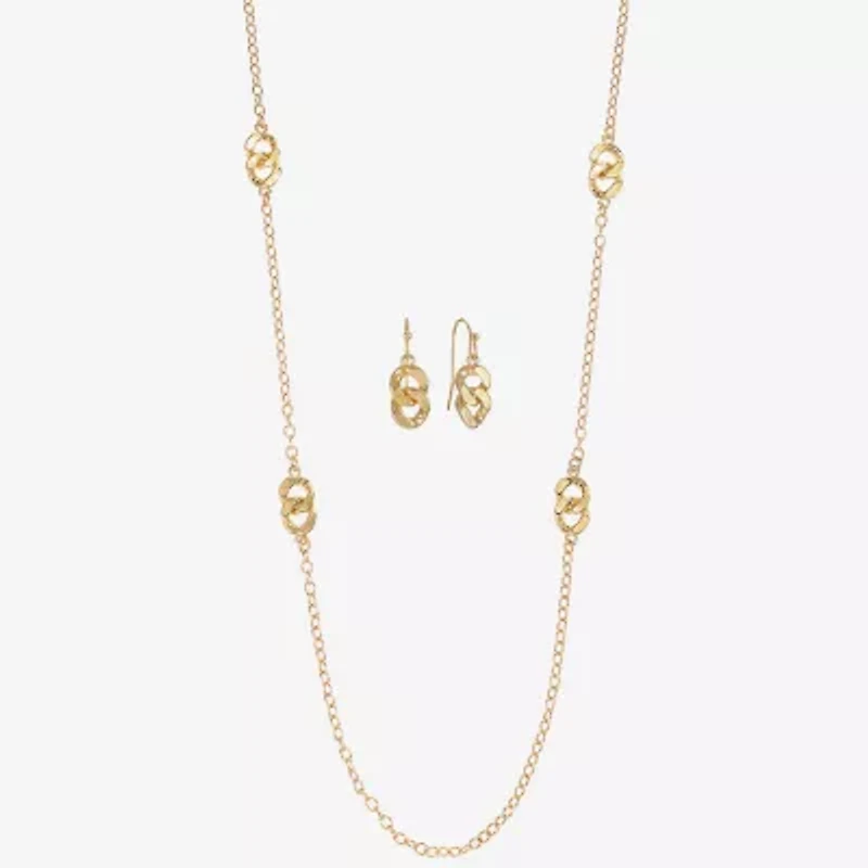 Liz Claiborne Station Necklace And Drop Earring Womens 2-pc. Jewelry Set
