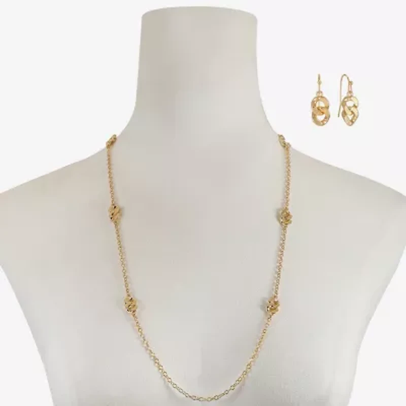 Liz Claiborne Station Necklace And Drop Earring Womens 2-pc. Jewelry Set