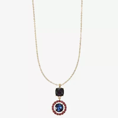 Monet Jewelry Gold Tone Womens Multi Color Glass Round 17 Inch Pendant Necklace