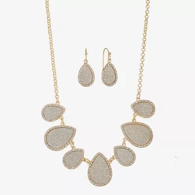 Monet Jewelry Two Tone Collar Necklace And Drop Earring Womens Glass 2-pc. Jewelry Set