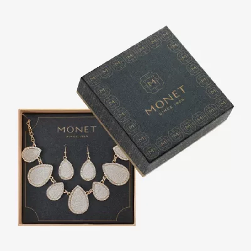 Monet Jewelry Two Tone Collar Necklace And Drop Earring Womens Glass 2-pc. Jewelry Set