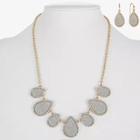 Monet Jewelry Two Tone Collar Necklace And Drop Earring Womens Glass 2-pc. Jewelry Set