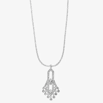 Monet Jewelry Timeless Silver Tone Womens Glass 17 Inch Pendant Necklace
