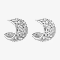 Monet Jewelry Timeless Silver Tone Huggie Womens Glass 17mm Hypoallergenic Hoop Earrings