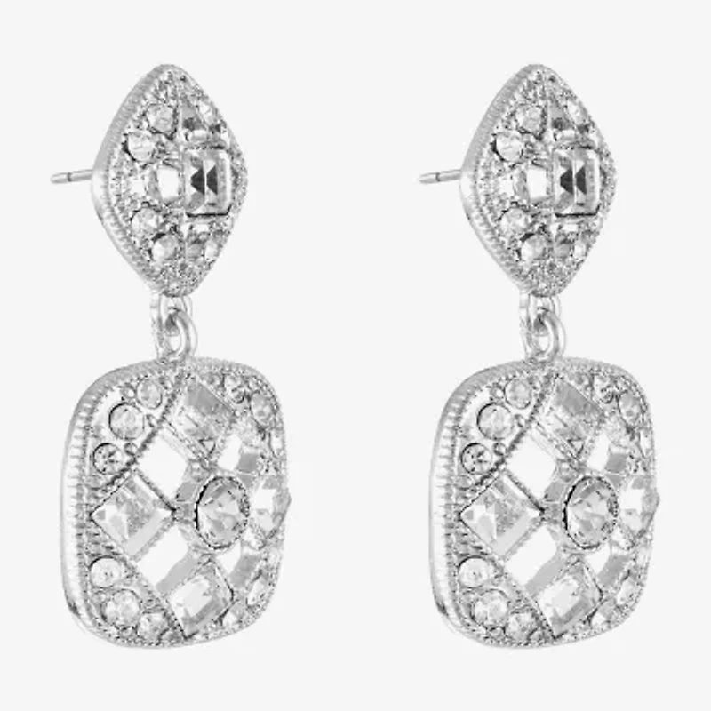 Monet Jewelry Timeless Silver Tone Womens Glass Hypoallergenic Drop Earrings