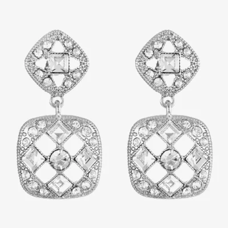 Monet Jewelry Timeless Silver Tone Womens Glass Hypoallergenic Drop Earrings