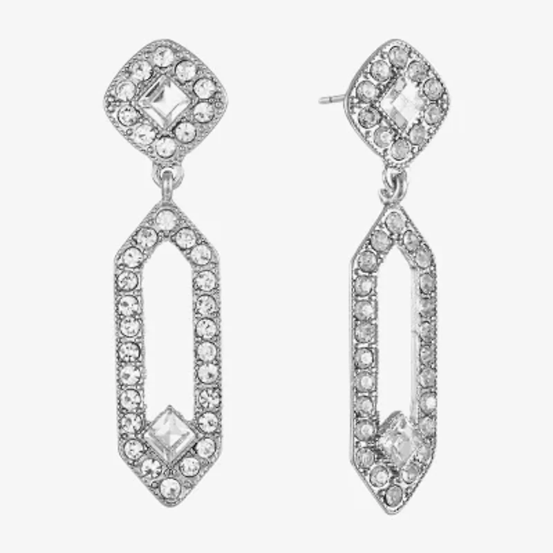 Monet Jewelry Timeless Silver Tone Womens Glass Hypoallergenic Drop Earrings