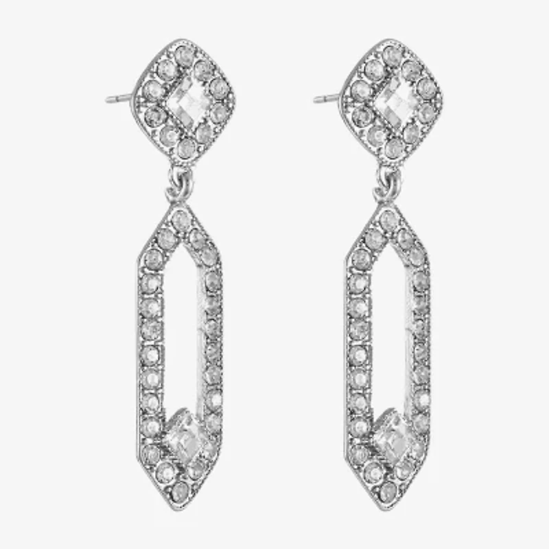 Monet Jewelry Timeless Silver Tone Womens Glass Hypoallergenic Drop Earrings