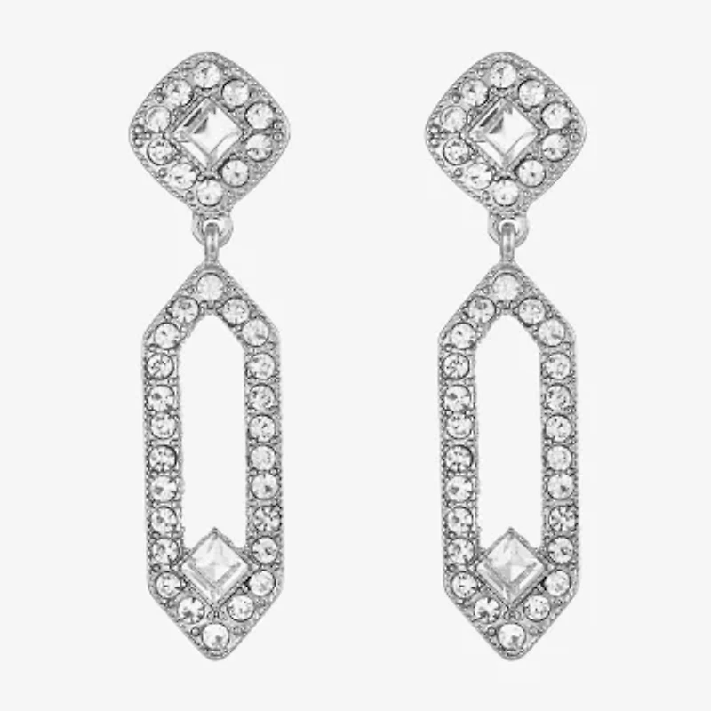 Monet Jewelry Timeless Silver Tone Womens Glass Hypoallergenic Drop Earrings