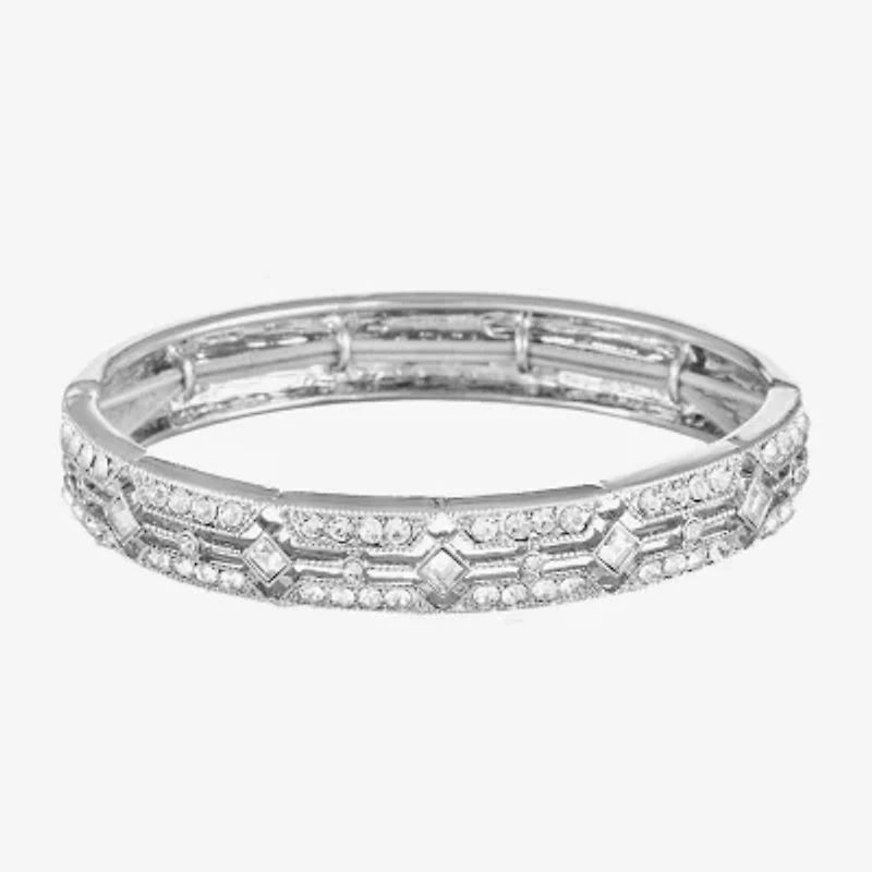 Monet Jewelry Timeless Silver Tone Womens Glass Stretch Bracelet