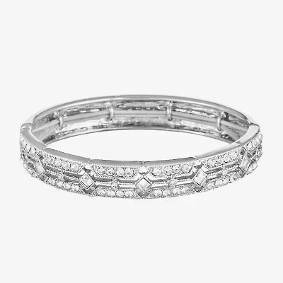 Monet Jewelry Timeless Silver Tone Womens Glass Stretch Bracelet