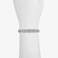 Monet Jewelry Timeless Silver Tone Womens Glass Stretch Bracelet