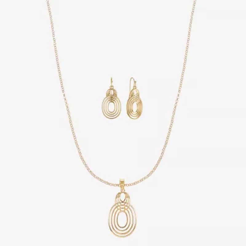 Liz Claiborne Open Work Pendant Necklace And Drop Earring Womens 2-pc. Jewelry Set