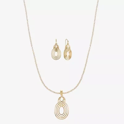 Liz Claiborne Open Work Pendant Necklace And Drop Earring Womens 2-pc. Jewelry Set