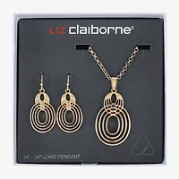 Liz Claiborne Open Work Pendant Necklace And Drop Earring Womens 2-pc. Jewelry Set