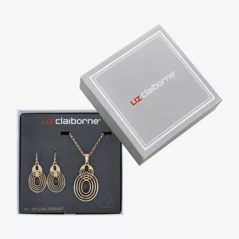 Liz Claiborne Open Work Pendant Necklace And Drop Earring Womens 2-pc. Jewelry Set