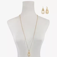 Liz Claiborne Open Work Pendant Necklace And Drop Earring Womens 2-pc. Jewelry Set