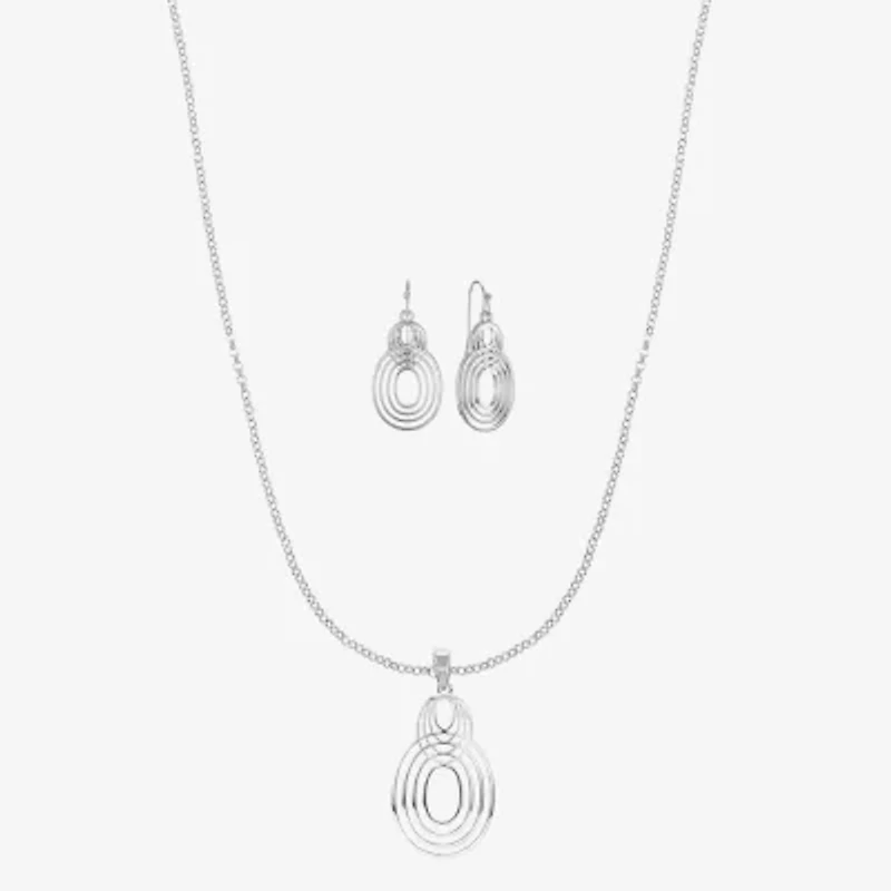 Liz Claiborne Open Work Pendant Necklace And Drop Earring Womens 2-pc. Jewelry Set