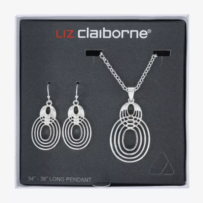 Liz Claiborne Open Work Pendant Necklace And Drop Earring Womens 2-pc. Jewelry Set