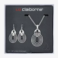 Liz Claiborne Open Work Pendant Necklace And Drop Earring Womens 2-pc. Jewelry Set