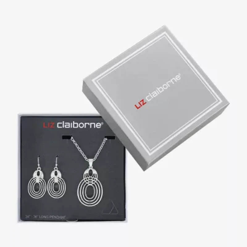Liz Claiborne Open Work Pendant Necklace And Drop Earring Womens 2-pc. Jewelry Set