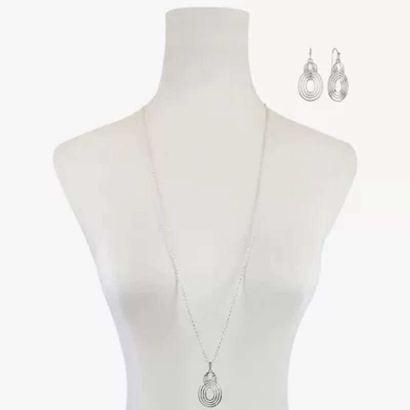 Liz Claiborne Open Work Pendant Necklace And Drop Earring Womens 2-pc. Jewelry Set