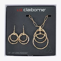 Liz Claiborne Pendant Necklace And Drop Earring Womens Round 2-pc. Jewelry Set