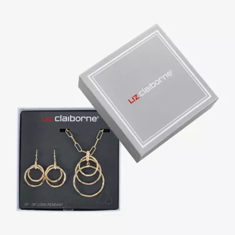 Liz Claiborne Pendant Necklace And Drop Earring Womens Round 2-pc. Jewelry Set