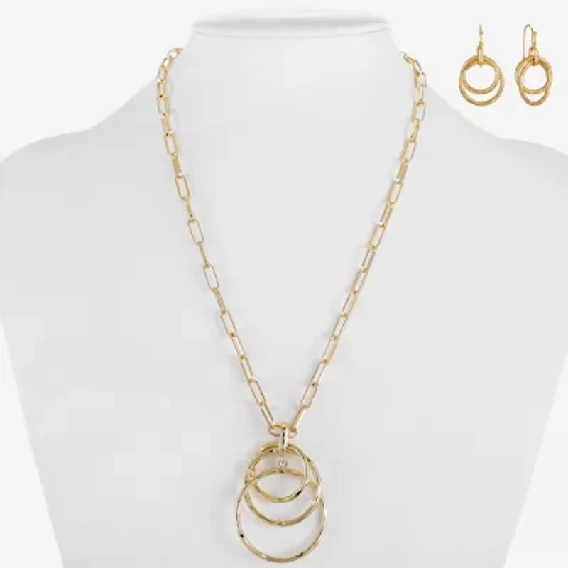 Liz Claiborne Pendant Necklace And Drop Earring Womens Round 2-pc. Jewelry Set