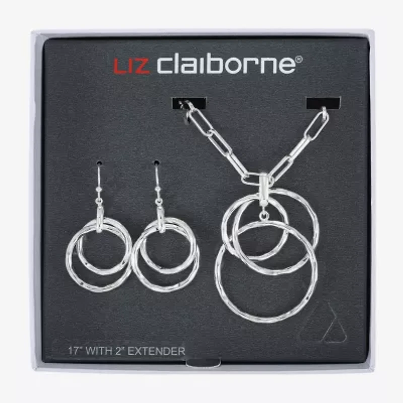 Liz Claiborne Pendant Necklace And Drop Earring Womens Round 2-pc. Jewelry Set
