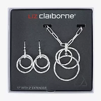 Liz Claiborne Pendant Necklace And Drop Earring Womens Round 2-pc. Jewelry Set