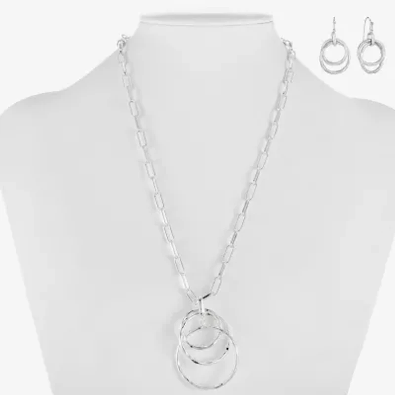 Liz Claiborne Pendant Necklace And Drop Earring Womens Round 2-pc. Jewelry Set