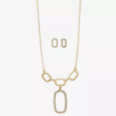 Liz Claiborne Y Necklace And Stud Earring Womens Glass Hypoallergenic 2-pc. Jewelry Set