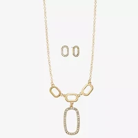 Liz Claiborne Y Necklace And Stud Earring Womens Glass Hypoallergenic 2-pc. Jewelry Set