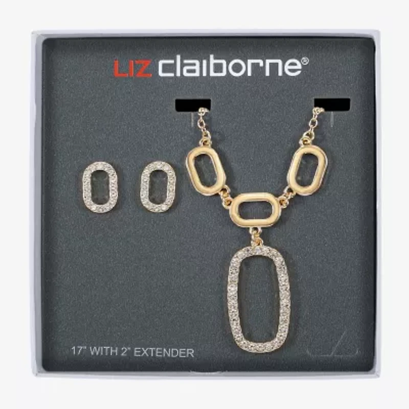 Liz Claiborne Y Necklace And Stud Earring Womens Glass Hypoallergenic 2-pc. Jewelry Set