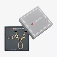 Liz Claiborne Y Necklace And Stud Earring Womens Glass Hypoallergenic 2-pc. Jewelry Set