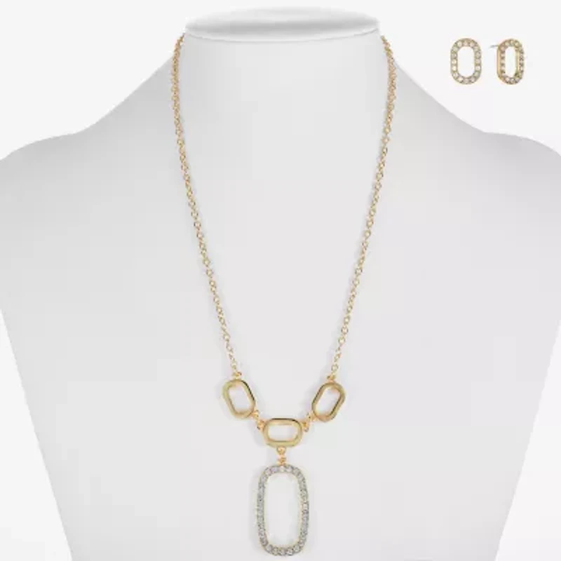 Liz Claiborne Y Necklace And Stud Earring Womens Glass Hypoallergenic 2-pc. Jewelry Set