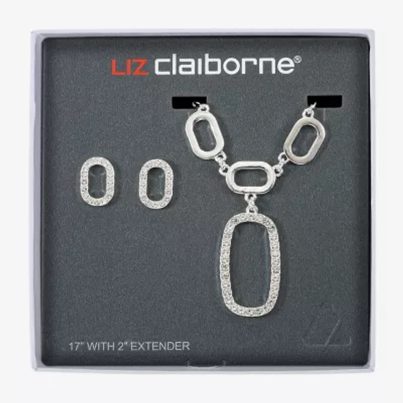 Liz Claiborne Y Necklace And Stud Earring Womens Glass Hypoallergenic 2-pc. Jewelry Set