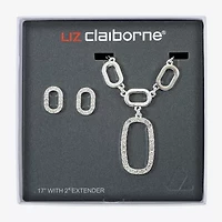 Liz Claiborne Y Necklace And Stud Earring Womens Glass Hypoallergenic 2-pc. Jewelry Set