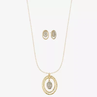 Liz Claiborne Orbital Pendant Necklace And Stud Earring Womens Glass Hypoallergenic 2-pc. Jewelry Set