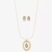 Liz Claiborne Orbital Pendant Necklace And Stud Earring Womens Glass Hypoallergenic 2-pc. Jewelry Set